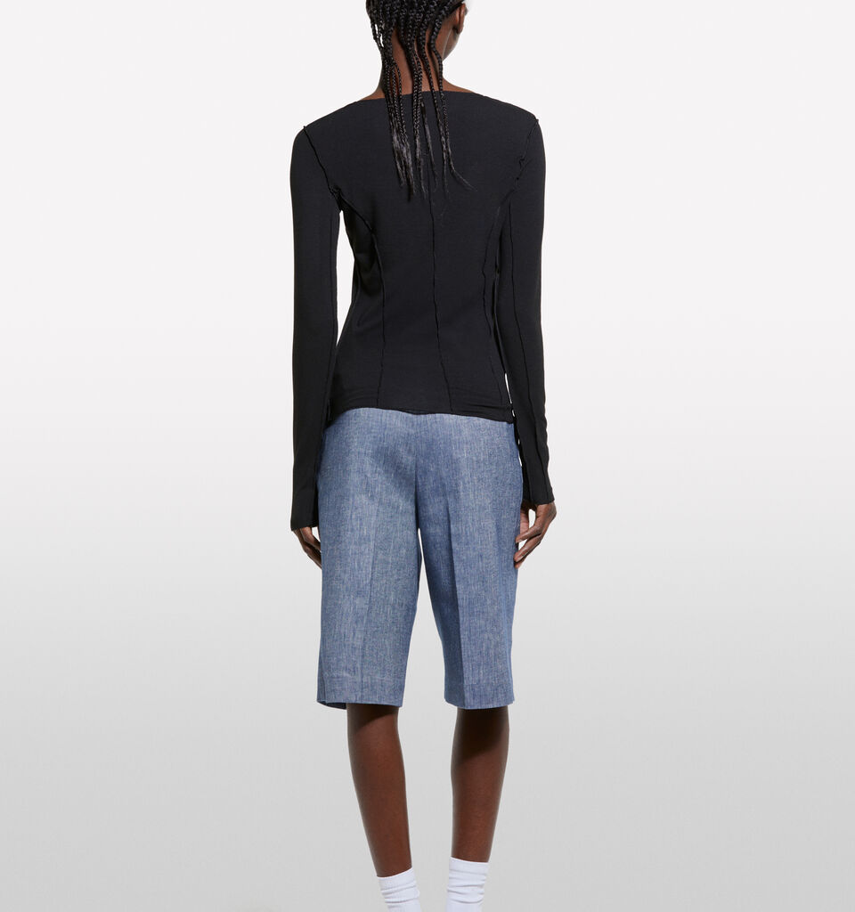 Black t-shirt with seams - women's long sleeve t-shirts - Black | Sisley image number 3